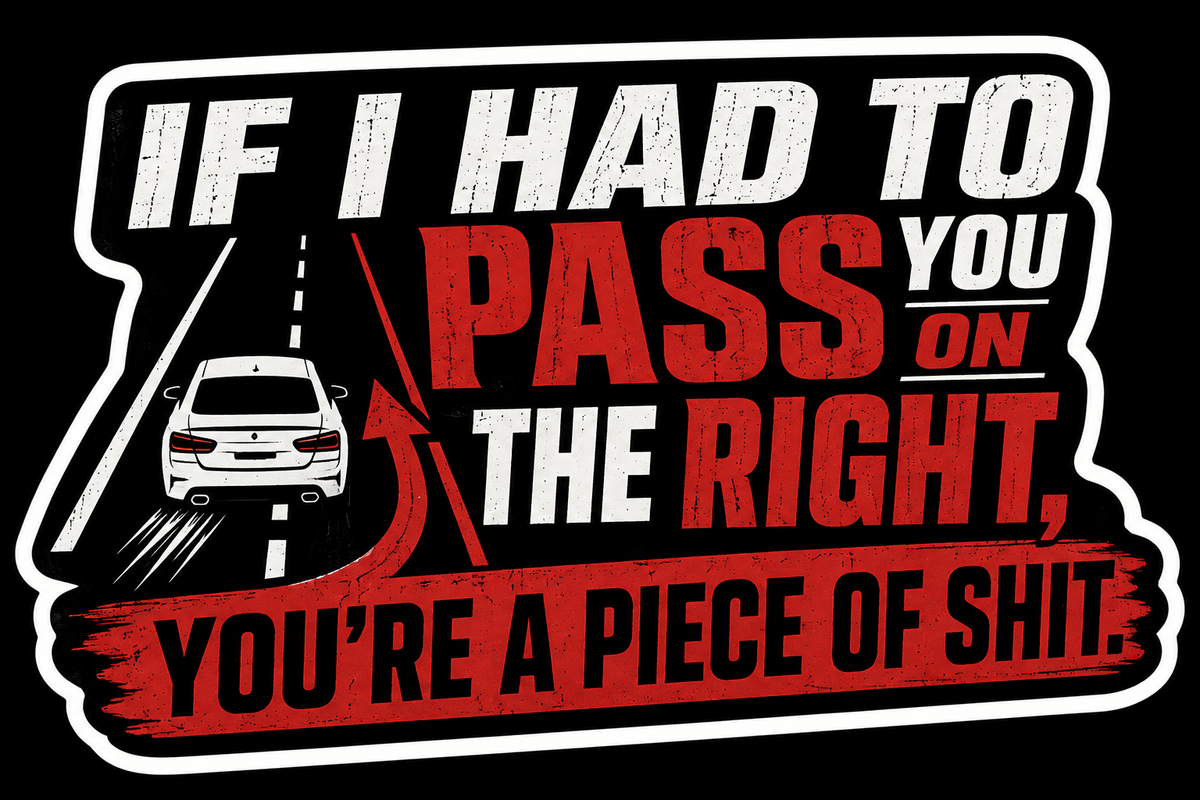 Funny road rage vinyl stickers from Humanity Under Review