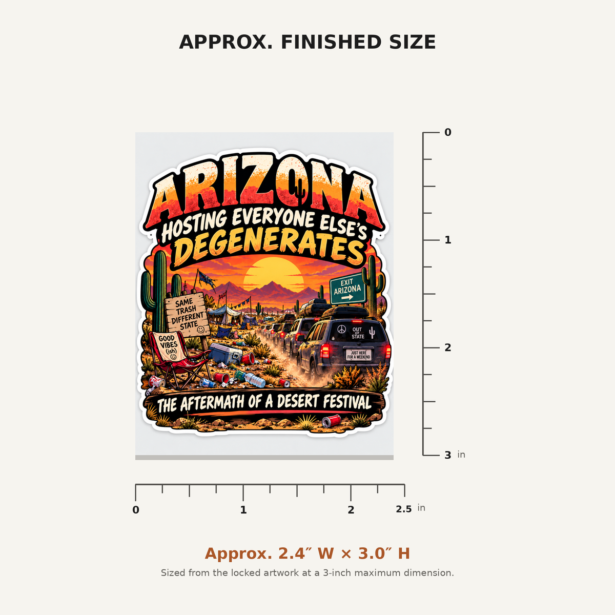 Arizona vinyl sticker size reference