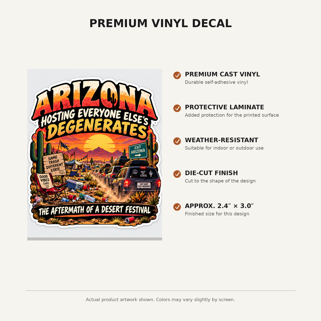 Arizona vinyl sticker product features