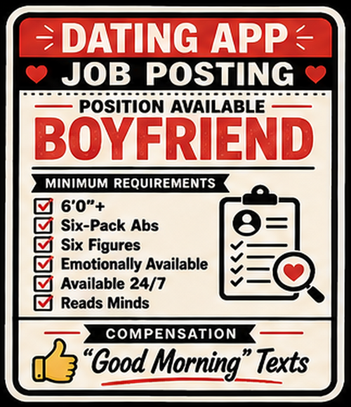 Dating App Job Posting — Boyfriend Vinyl Sticker — Humanity Under Review