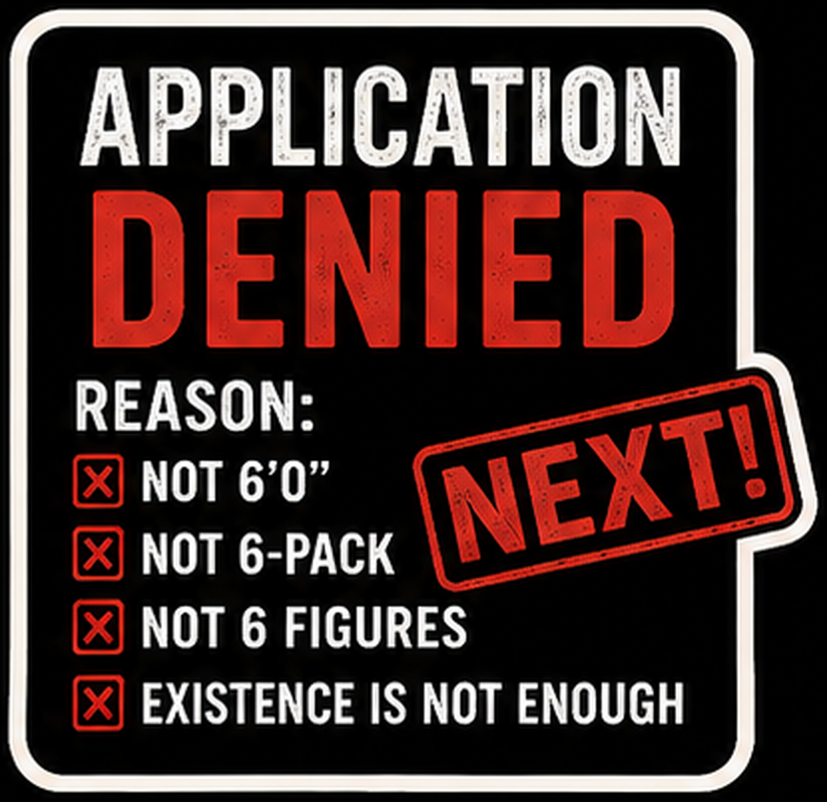 Application Denied Vinyl Sticker — Humanity Under Review