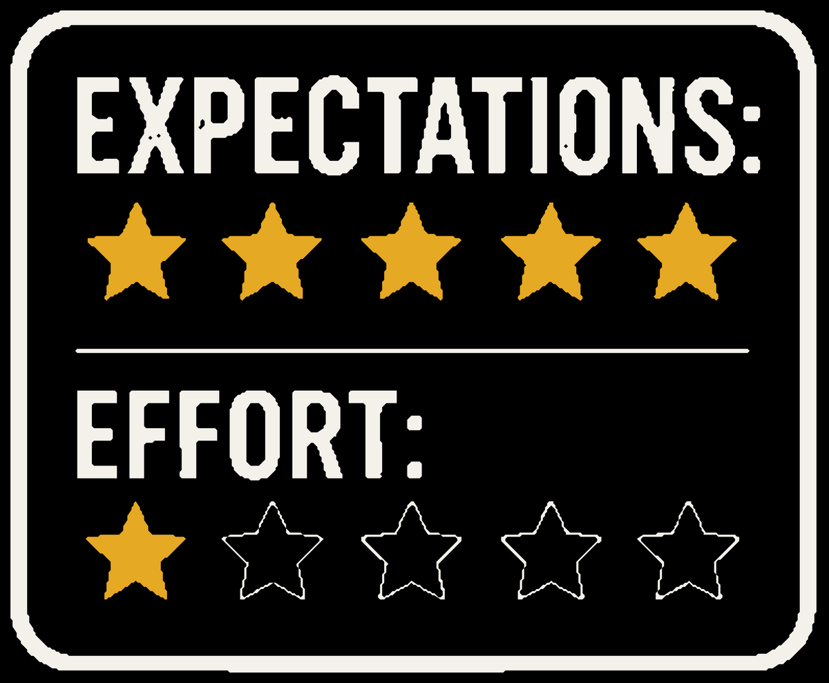 Expectations vs. Effort Vinyl Sticker — Humanity Under Review