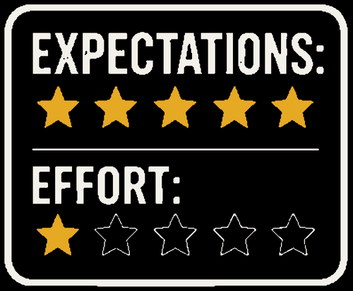 Expectations vs. Effort Vinyl Sticker — Humanity Under Review